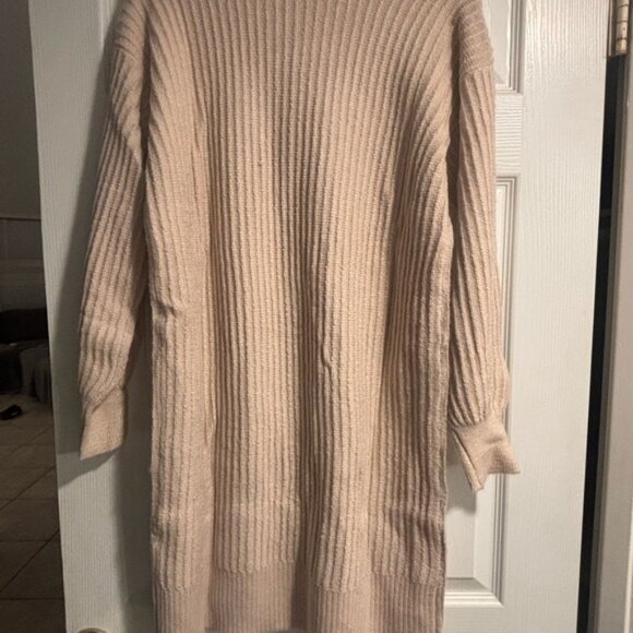 Jessica Simpson Beige Ribbed V-Neck Sweater Dress Mediun - Picture 3 of 3